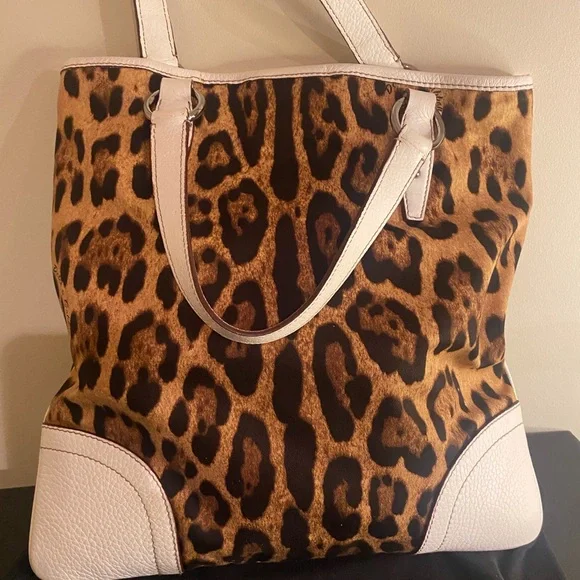 Dolce & Gabbana Animalier Brown Leopard Tote with white Accents W/COA - Picture 9 of 16